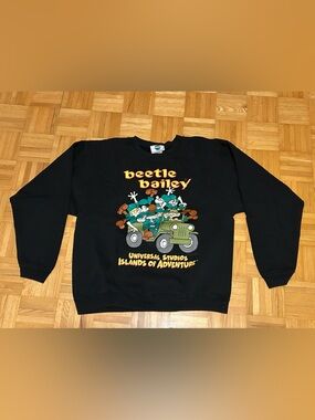 Universal Black Beetle Bailey Graphic Crewneck Sweatshirt
